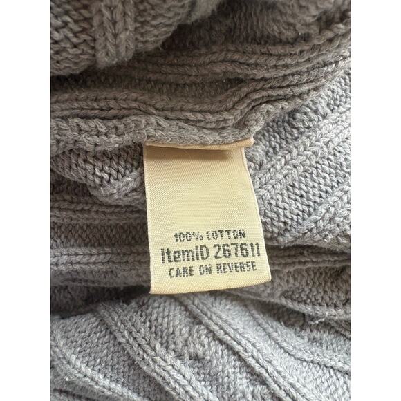 LL Bean Cableknit Turtleneck Sweater Cotton - L, Gray Classic Winter Cabincore - Picture 6 of 7
